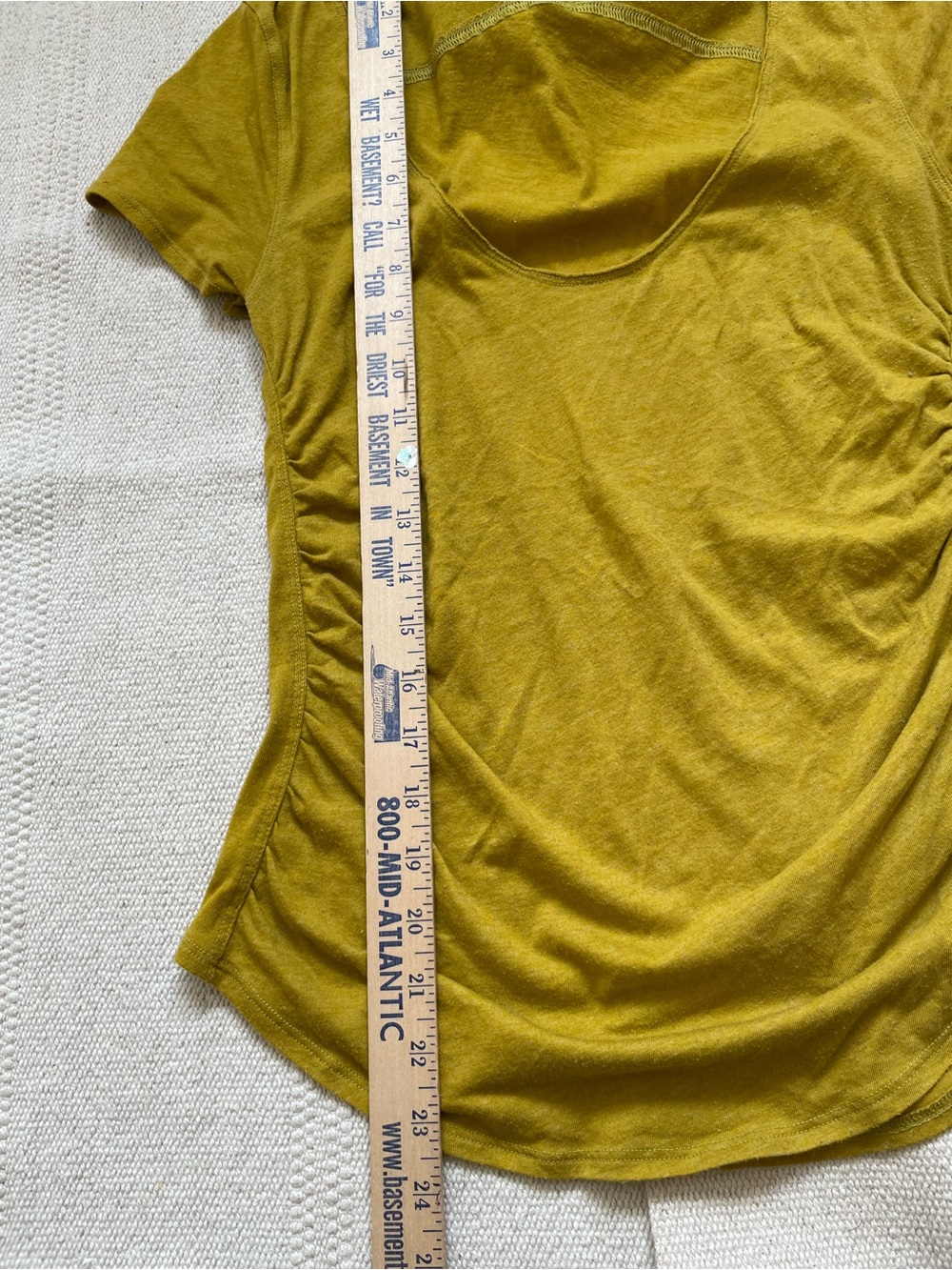 We The Free Cap Sleeve Scoop Neck Tshirt Size M Ruched Sides Chartreuse Color - Picture 8 of 8